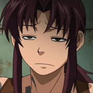 😐 Revy Black Lagoon Anime, Mädchen, Waffe, Cool, Attitüde whatsapp sticker