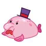 😕 blobfish, hat, pink, cartoon, fish, animal, sea creature telegram sticker