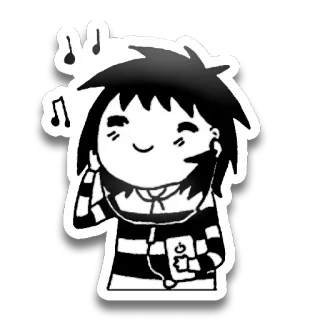 🎧 música, escuchando, auriculares, audífonos, dibujos animados, personaje, persona whatsapp sticker