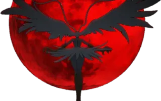 🔥 angel, red, moon, wings, dark, silhouette, evil telegram sticker