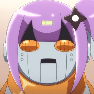 😍 anime, robot, postać, fioletowe włosy, kreskówka telegram sticker