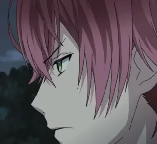 😐 anime, vampire, diabolik lovers, male, pink hair telegram sticker