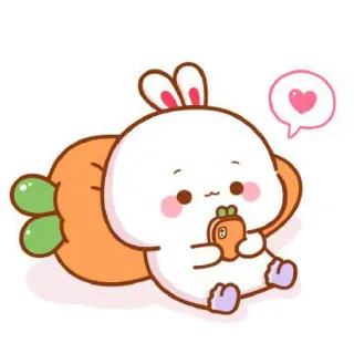 🍼 conejo, zanahoria, lindo, kawaii, dibujos animados, caricatura telegram sticker
