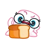 🍞 cartoon, blob, bread, food, cute, glasses telegram sticker