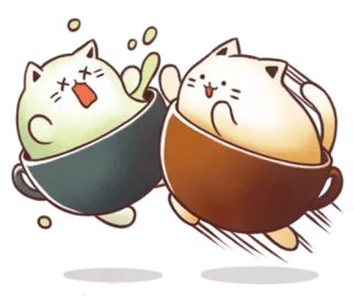 ☕ chat, mignon, animal, café, thé, dessin animé, drôle, fantaisiste whatsapp sticker