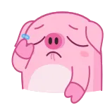 😢 豚, 悲しい, 可愛い, 動物, ピンク telegram sticker