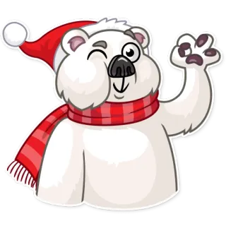 👌 Eisbär, Weihnachten, Winter, Schal, Mütze, Cartoon, Süß, Gruß telegram sticker
