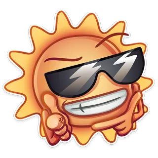 👍 солнце, эмодзи, круто, солнцезащитные очки, палец вверх, весело whatsapp sticker
