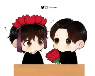 ❤️ 커플, 로맨스, 만화, 꽃, 사랑 telegram sticker