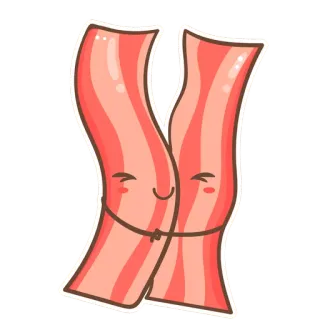 😁 bacon, comida, fofo, carne, desenho animado, adesivo telegram sticker