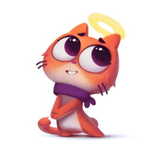 😇 cat, kitten, angel, halo, cute, cartoon, animal telegram sticker