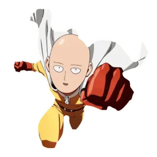 🤣 Saitama One-Punch Man Saitama, One-Punch Man, Anime, Bohater, Łysy, Kreskówka telegram sticker