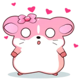 😮 hamster, cute, pink, animal, hearts, cartoon, adorable, kawaii telegram sticker