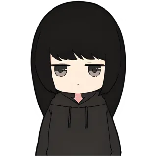 😐 anime girl, cartoon, character, woman, hoodie, cute telegram sticker