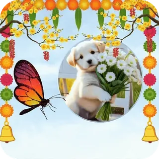 😘 puppy, butterfly, flowers, cute, animal telegram sticker