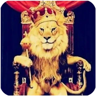 🦁 lion, crown, throne, king, animal, mammal telegram sticker
