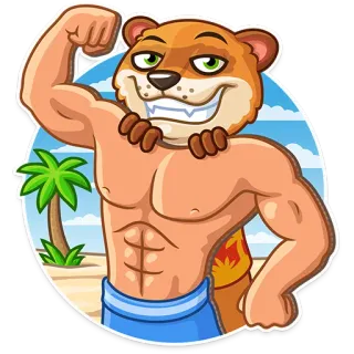 💪 loutre, plage, dessin animé, muscle, drôle, animal telegram sticker