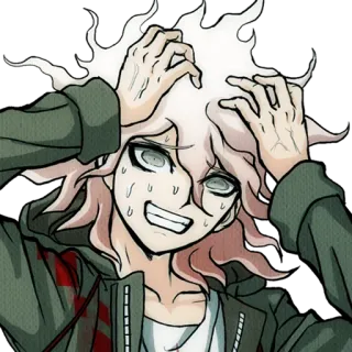 😬 Nagito Komaeda Danganronpa anime, tuyệt vọng, hy vọng, hoảng loạn, căng thẳng, nhân vật anime telegram sticker