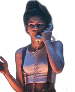 📞 Zendaya, telefono, parlando, donna, vintage telegram sticker