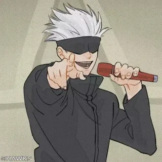 🎤 Satoru Gojo Jujutsu Kaisen Anime, Gojo Satoru, Jujutsu Kaisen, Personnage, Micro, Bandeau, Personnage d'anime telegram sticker