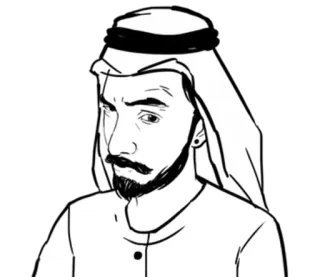 😒 man, portrait, traditional clothing, middle east, arabic, beard, sketch telegram sticker