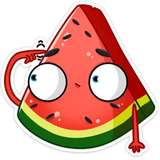 😐 melancia, desenho animado, fruta, fofo, adesivo, comida whatsapp sticker