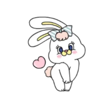 ❤️ süß, Hase, kawaii, Herz, weiß, Cartoon whatsapp sticker