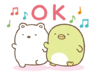 👌 OK orso, pinguino, ok, note musicali, carino, kawaii whatsapp sticker