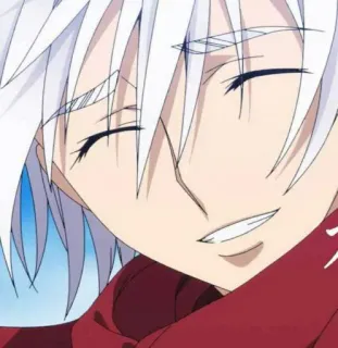 🎴 anime, manga, white hair, smiling, red, character telegram sticker