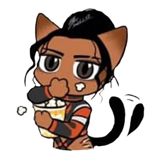 🍿 สติกเกอร์, การ์ตูน, สาวหูแมว, อนิเมะ, ป๊อปคอร์น whatsapp sticker
