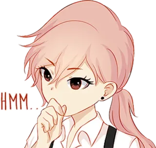 🤔 HMM... hmm, pensando, chiedendo, carino, anime, manga whatsapp sticker