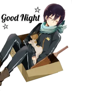 😪 Good Night buenas noches, anime, durmiendo, gato, dibujos animados telegram sticker