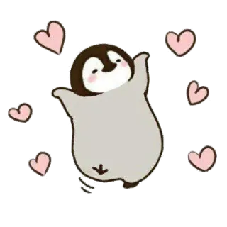 🐧 penguin, animal, cute, hearts, love, cartoon telegram sticker
