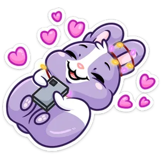 🥰 lindo, animal, sticker, dibujos animados, corazón, feliz, conejo telegram sticker