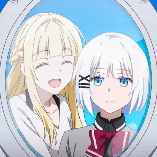 🍁 anime, sorrindo, meninas, amigos, desenho animado telegram sticker