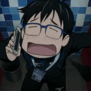 💙 Yuri Katsuki Yuri on Ice Аниме, Yuri on Ice, Юрий Кацуки, Телефон, Мультфильм telegram sticker