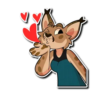 😘 животное, рысь, любовь, поцелуй, сердце, наклейка telegram sticker