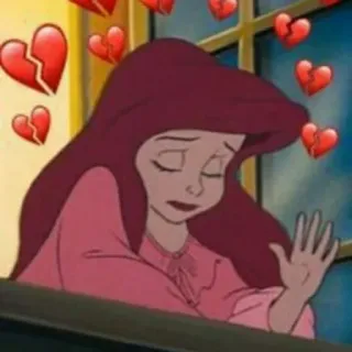 💔 Ariel The Little Mermaid เศร้า, อกหัก, การ์ตูน, ดิสนีย์, แอเรียล, เงือกน้อย, เสียใจ telegram sticker