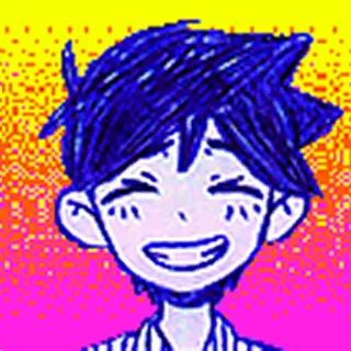 😁 Omori jeu vidéo, joyeux, souriant, pixel art, mignon telegram sticker