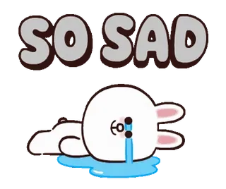 😢 SO SAD triste, chorando, coelho, desenho animado, choroso, deprimido, emocional telegram sticker