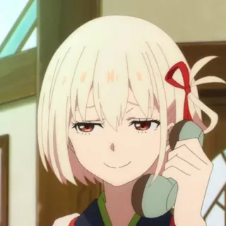 📕 Chisato Nishikigi Lycoris Recoil 애니, 리코리스 리코일, 니시키기 치사토, 귀여운, 소녀, 캐릭터 telegram sticker