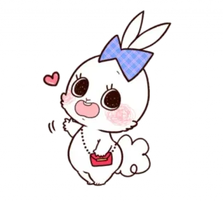 ✋ coelho, fofo, desenho animado, coelhinho, animal, laço, kawaii telegram sticker