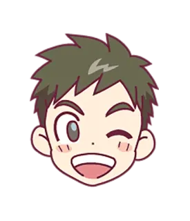 😉 anime stijl, cartoon, portret, schattig, blij, knipogend telegram sticker