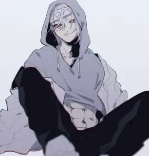 ✨ Anime, Manga, Personnage, Sweat à capuche, Art, Cheveux blancs whatsapp sticker
