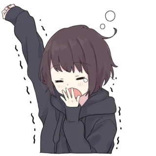 😴 动漫女孩, 哭泣, 困, 卡通, 卡哇伊, 可爱 telegram sticker