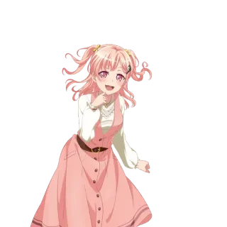 🥮 Anime, Personage, Meisje, Roze haar, Schattig, Cartoon telegram sticker