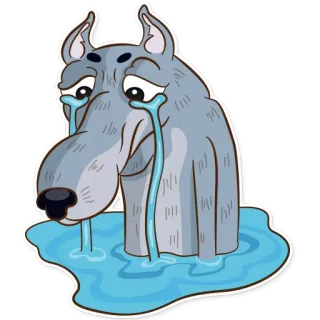 😭 triste, chorando, lobo, animal, desenho animado, emoções telegram sticker