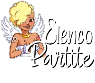 🤩 Elenco partite mulher, tatuagem, asas de anjo, desenho animado, loira, personagem telegram sticker