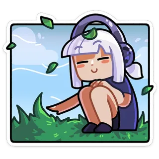 ☺️ Аниме, Чилл, Наушники, Милый, Расслабленный, Трава, Природа whatsapp sticker
