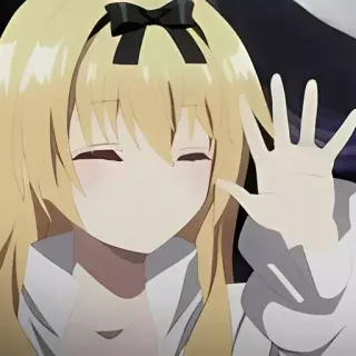 🌙 Anime, Charakter, Mädchen, Süß, Winken whatsapp sticker